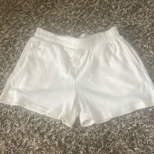 cream waffle knit shorts